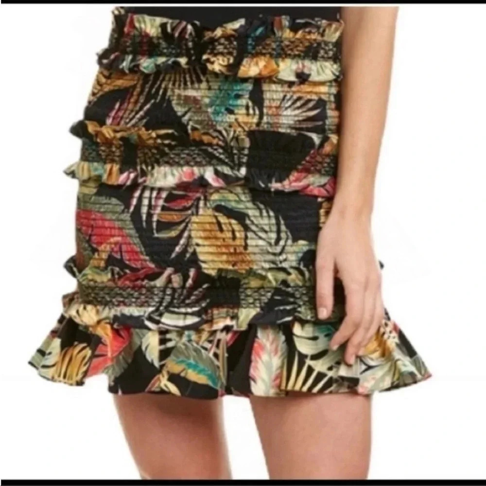 Petersyn ruched ruffle printed mini skirt